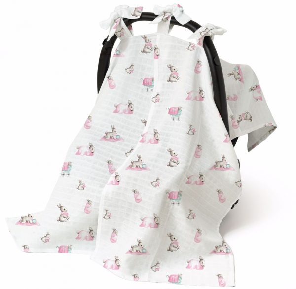 Deux Lapins Bébé Lapin Rose Müslin Puset Örtüsü