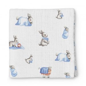 Deux Lapins Bébé Lapin Müslin Bebek Örtüsü 120X120 cm