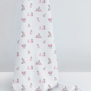 Deux Lapins Bébé Lapin Rose Müslin Bebek Örtüsü 100X100cm - Görsel 2