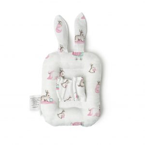 Deux Lapins Bébé Lapin Rose Müslin Bebek Emzirme Yastığı - Görsel 2