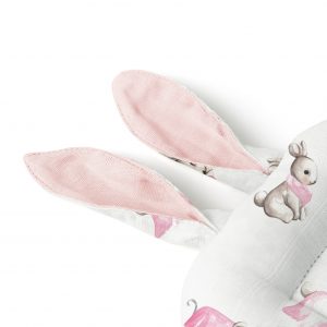 Deux Lapins Bébé Lapin Rose Müslin Bebek Emzirme Yastığı - Görsel 3
