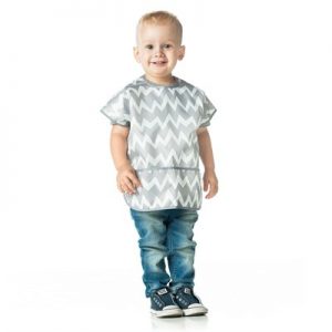 Bumkins Kısa Kollu Önlük (1-3 Yaş) - Gray Chevron - Görsel 2