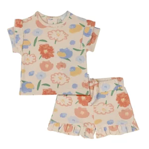 Antebies Çiçek Buketi Şortlu Bebek Set