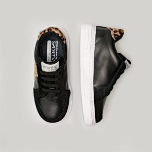 Merli&Rose Bebek Deri Star Sneaker | Siyah-Leopar - Görsel 2