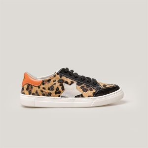 Merli&Rose Star Kadın Sneaker | Leopar-Turuncu-Simli Gri - Görsel 4