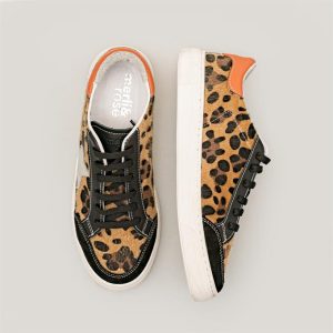 Merli&Rose Star Kadın Sneaker | Leopar-Turuncu-Simli Gri - Görsel 2