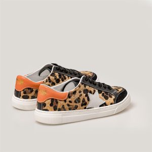 Merli&Rose Star Kadın Sneaker | Leopar-Turuncu-Simli Gri - Görsel 3