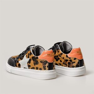 Merli&Rose Star Bebek Sneaker | Leopar-Turuncu-Simli Gri - Görsel 2