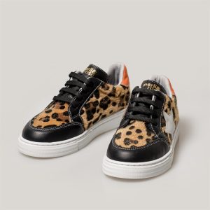 Merli&Rose Star Bebek Sneaker | Leopar-Turuncu-Simli Gri - Görsel 3